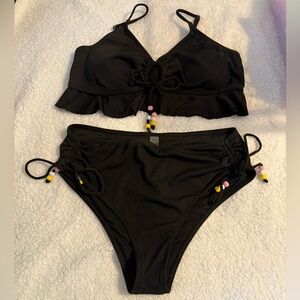 Very stylish black bikini bead tassels